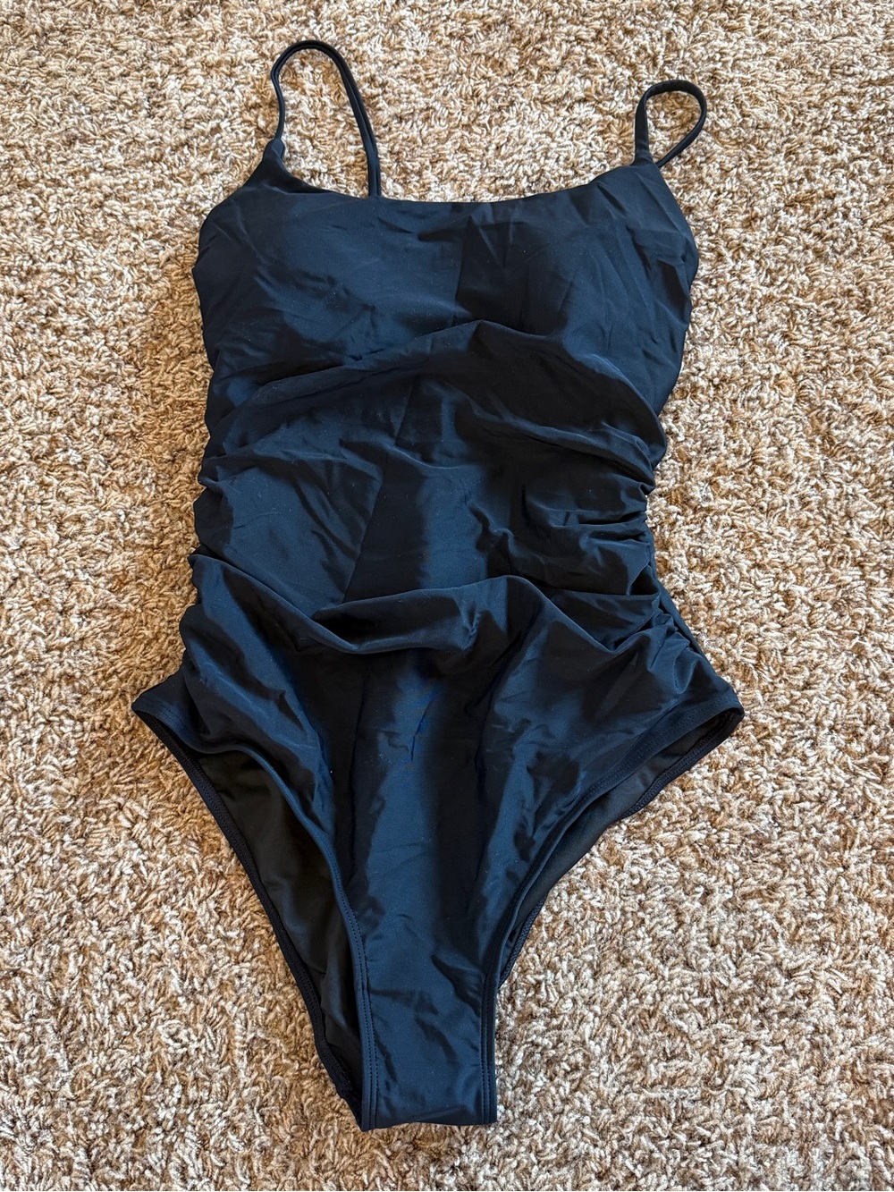 Classic Black One-Piece Swimsuit - Sleek Ruched Design